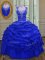 Modern Straps Floor Length Lace Up Vestidos de Quinceanera Royal Blue for Military Ball and Sweet 16 with Beading and Pick Ups