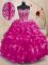 Superior Fuchsia Organza Lace Up Sweetheart Sleeveless Floor Length Quinceanera Gown Beading and Ruffles