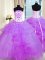Dynamic Floor Length Lace Up Sweet 16 Dresses Purple for Military Ball and Sweet 16 and Quinceanera with Pick Ups and Hand Made Flower