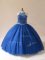 Scoop Sleeveless Lace Up Vestidos de Quinceanera Blue Tulle