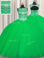 Green Lace Up Scoop Beading Vestidos de Quinceanera Tulle Sleeveless(SKU PSSW0612-5BIZ)