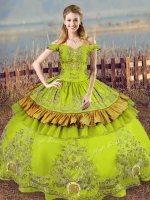 Gorgeous Olive Green Sleeveless Floor Length Embroidery Lace Up Sweet 16 Dress(SKU PSSW1158MT-11BIZ)