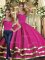 Adorable Halter Top Sleeveless Tulle Ball Gown Prom Dress Ruffled Layers Lace Up