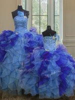Multi-color Sleeveless Beading and Ruffles Floor Length Quinceanera Dresses