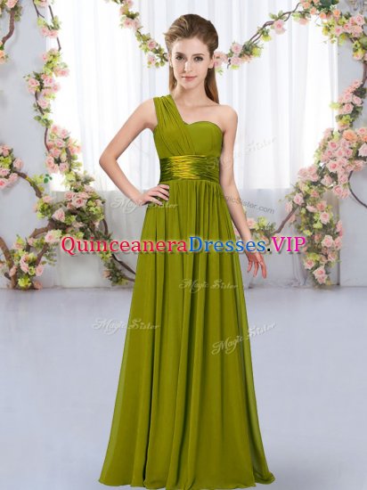 Affordable Olive Green One Shoulder Lace Up Belt Dama Dress Sleeveless - Click Image to Close