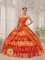 Exquisite Orange Red Ruffles Layered Alma Michigan/MI Quinceanera Dresses With Appliques and Ruch In Michigan