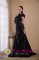Venice FL Black A-line Court Train Taffeta Beading and Ruch Quinceanera Dama Dress With One Shoulder