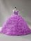 Lilac Quinceanera Gowns Organza Court Train Sleeveless Beading and Pick Ups