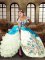 Super Multi-color Taffeta Lace Up Quinceanera Dress Sleeveless Floor Length Embroidery and Ruffled Layers