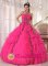 East Burke Vermont/VT Gorgeous Paillette and applique For Fashionable Hot Pink Quinceanera Dress With Sweetheart Organza tiered skirt