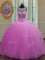 Lilac Lace Up Scoop Beading Sweet 16 Dresses Tulle Sleeveless