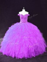 Purple Quinceanera Dress Sweet 16 and Quinceanera with Beading and Ruffles Off The Shoulder Sleeveless Lace Up(SKU PSSW1077-2BIZ)