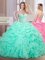 Amazing Apple Green Sleeveless Beading and Ruffles and Pick Ups Floor Length Sweet 16 Quinceanera Dress