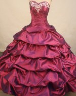 Beautiful ball gown sweetheart-neck floor-length taffeta appliques wine red quinceanera dresses FA-X-066(SKU FAo14X12)