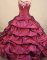 Beautiful ball gown sweetheart-neck floor-length taffeta appliques wine red quinceanera dresses FA-X-066