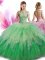 Floor Length Multi-color 15 Quinceanera Dress Scoop Sleeveless Zipper