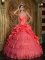 Sun Valley Idaho/ID Popular Lace Appliques Decorate Bodice Watermelon Red Sweetheart Quinceanera Dress For Taffeta and Tulle Ball Gown