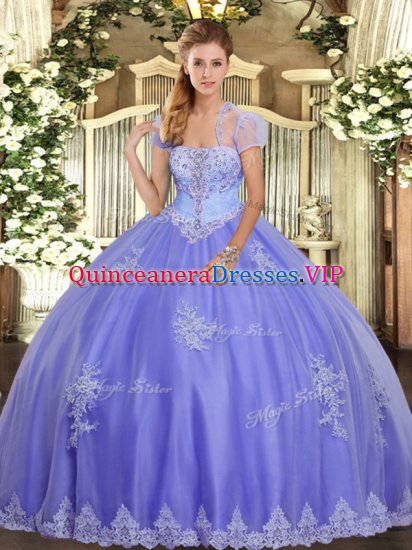 Spectacular Lavender Sleeveless Tulle Lace Up Quinceanera Gown for Military Ball and Sweet 16 and Quinceanera - Click Image to Close