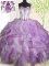 Stylish Floor Length White And Purple Quinceanera Gowns Sweetheart Sleeveless Lace Up