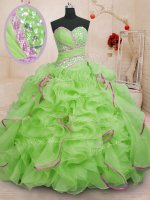 Custom Designed Sweetheart Neckline Beading and Ruffles Quinceanera Gown Sleeveless Lace Up(SKU PSSW0178-9BIZ)