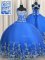 New Arrival Ball Gowns Quinceanera Dress Blue Straps Tulle Sleeveless Floor Length Lace Up