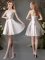 Affordable Champagne Sleeveless Satin Lace Up Quinceanera Court of Honor Dress for Prom and Party and Wedding Party