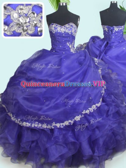 Unique Purple Military Ball Dresses For Women Military Ball and Sweet 16 and Quinceanera with Beading and Appliques Sweetheart Sleeveless Lace Up - Click Image to Close