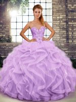 Fantastic Sleeveless Floor Length Beading and Ruffles Lace Up Sweet 16 Dresses with Lavender(SKU SJQDDT2124002-11BIZ)