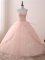 Pink Sleeveless Tulle Lace Up Quinceanera Gown for Sweet 16 and Quinceanera