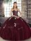 Classical Burgundy Sleeveless Beading and Appliques Floor Length Quinceanera Gowns