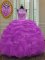Scoop Sleeveless Organza Floor Length Lace Up Quinceanera Gowns in Lilac with Beading and Pick Ups
