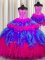 Three Piece Visible Boning Multi-color Ball Gowns Tulle Sweetheart Sleeveless Beading Floor Length Lace Up Vestidos de Quinceanera