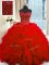 Suitable Sequins Ball Gowns Sweet 16 Dress Red Sweetheart Organza Sleeveless Floor Length Lace Up