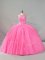 Fine Sleeveless Brush Train Lace Up Beading and Appliques Sweet 16 Dresses