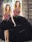 Organza Scoop Sleeveless Zipper Embroidery and Ruffles Ball Gown Prom Dress in Black