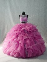 Organza Sweet 16 Quinceanera Dress Brush Train and Beading and Ruffles