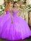 Glorious Floor Length Lavender Quinceanera Gown Organza and Tulle Sleeveless Embroidery