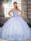 Traditional Lavender Ball Gowns Sweetheart Sleeveless Tulle Floor Length Lace Up Beading and Embroidery Quince Ball Gowns