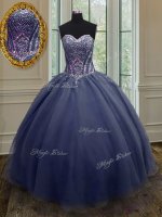 Low Price Floor Length Navy Blue Sweet 16 Quinceanera Dress Sweetheart Sleeveless Lace Up(SKU PSSW071-7BIZ)