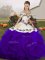 Off The Shoulder Sleeveless Lace Up Ball Gown Prom Dress White And Purple Tulle
