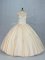Champagne Ball Gowns Beading Sweet 16 Dress Lace Up Tulle Sleeveless Floor Length