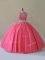 Pretty Halter Top Sleeveless Backless Sweet 16 Quinceanera Dress Coral Red Tulle