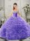 Adorable Lavender Quinceanera Gown Organza Court Train Sleeveless Beading and Ruffles