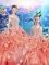 Watermelon Red Ball Gowns Sweetheart Sleeveless Organza Floor Length Lace Up Beading and Ruffles Sweet 16 Quinceanera Dress