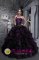 Draveil France Strapless Appliques and Decorate Bodice Ruffles Taffeta and Organza Exclusive Drak Purple and Black Quinceanera Dresses