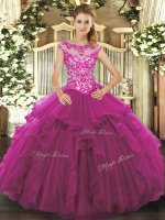 Organza Sleeveless Floor Length Quinceanera Dress and Beading and Ruffles(SKU SJQDDT1181002-1BIZ)