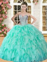 Custom Fit Floor Length Ball Gowns Sleeveless Apple Green Quinceanera Dresses Lace Up
