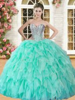 Custom Fit Floor Length Ball Gowns Sleeveless Apple Green Quinceanera Dresses Lace Up(SKU YSQD008-1BIZ)