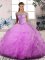 Nice Sleeveless Beading and Ruffles Lace Up Quinceanera Gown