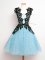 Extravagant Aqua Blue Straps Neckline Lace Quinceanera Dama Dress Sleeveless Lace Up
